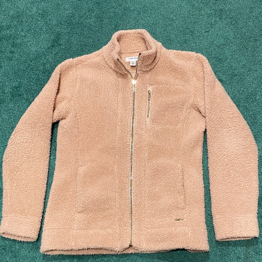 Calvin Klein Pale Pink Fleece Teddy Jacket - XS